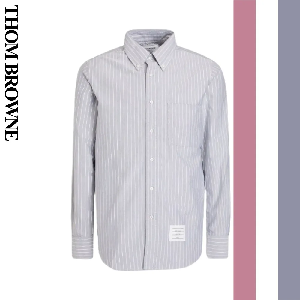 THOM BROWNE  |Stripes Long Sleeves Cotton Bridal Logo Designers Outlet