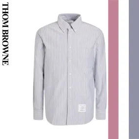 THOM BROWNE  |Stripes Long Sleeves Cotton Bridal Logo Designers Outlet