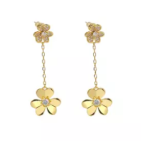 Three Leaf Flower Tassel Long Drop Earrings S3624091