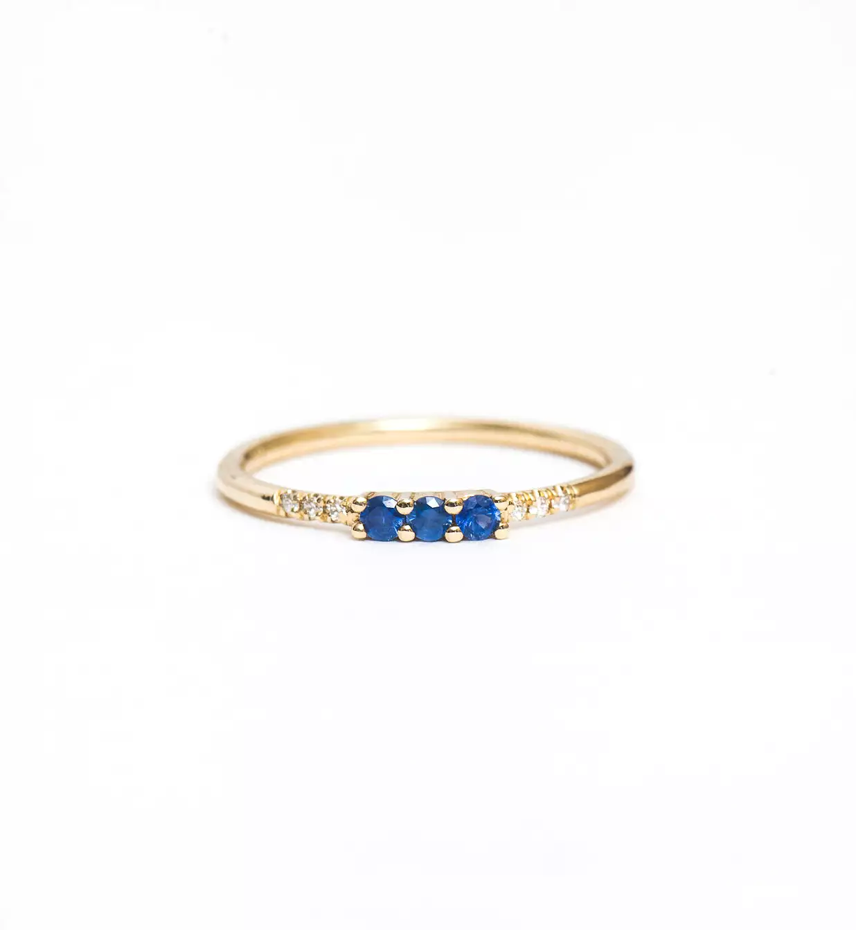 Three Sapphire Equilibrium Ring