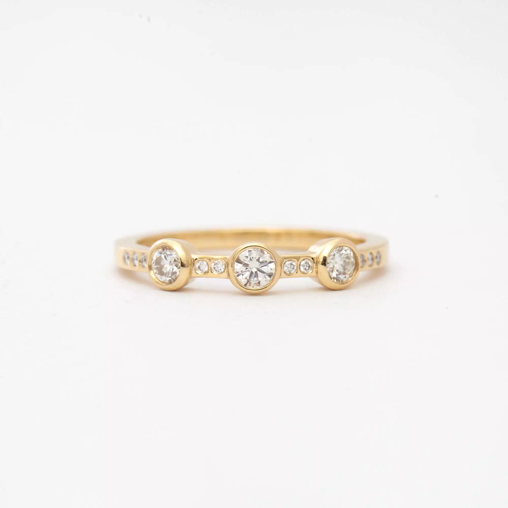 Three Stone White Diamond Theia Ring