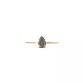 Tiny Pear Ring Labradorite, 9ct Gold