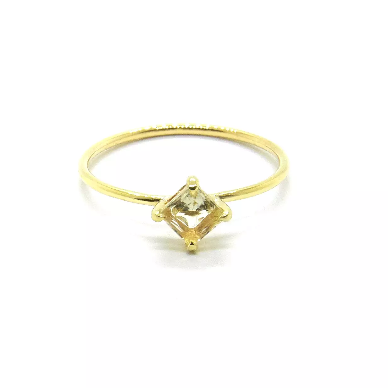 Tiny Square Ring 9K Gold, Sunstone