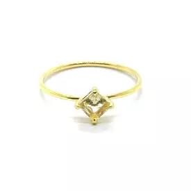 Tiny Square Ring 9K Gold, Sunstone