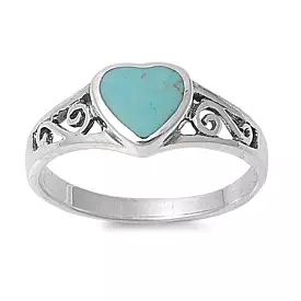 Turquoise Heart Sterling Silver Ring