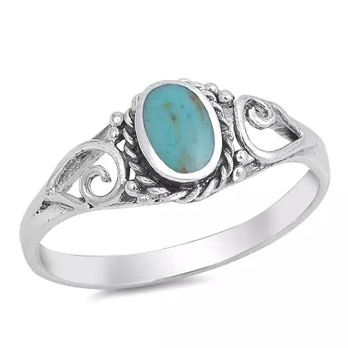 Turquoise Oval Stone Sterling Silver Ring