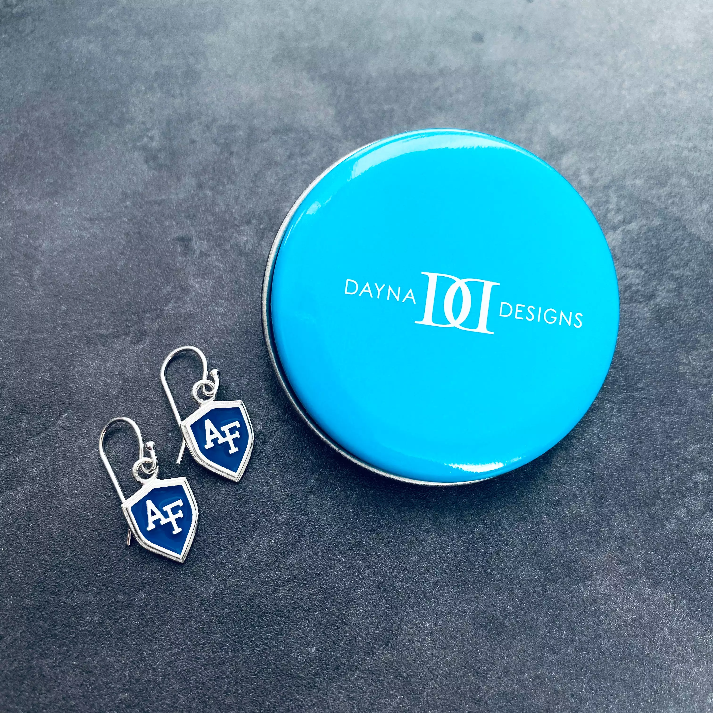 US Air Force Shield Dangle Earrings - Enamel