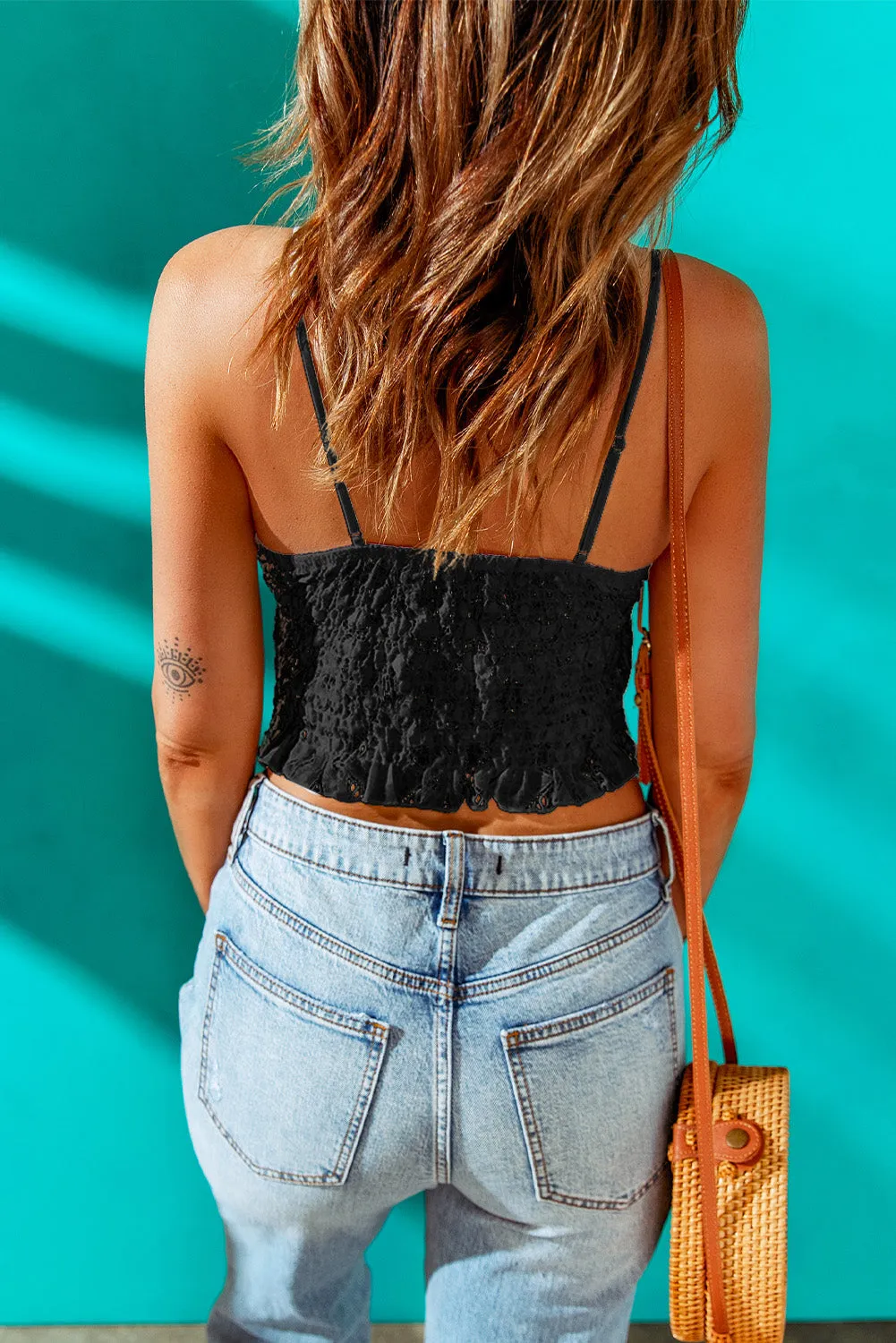 V-Neck Lace Cropped Cami