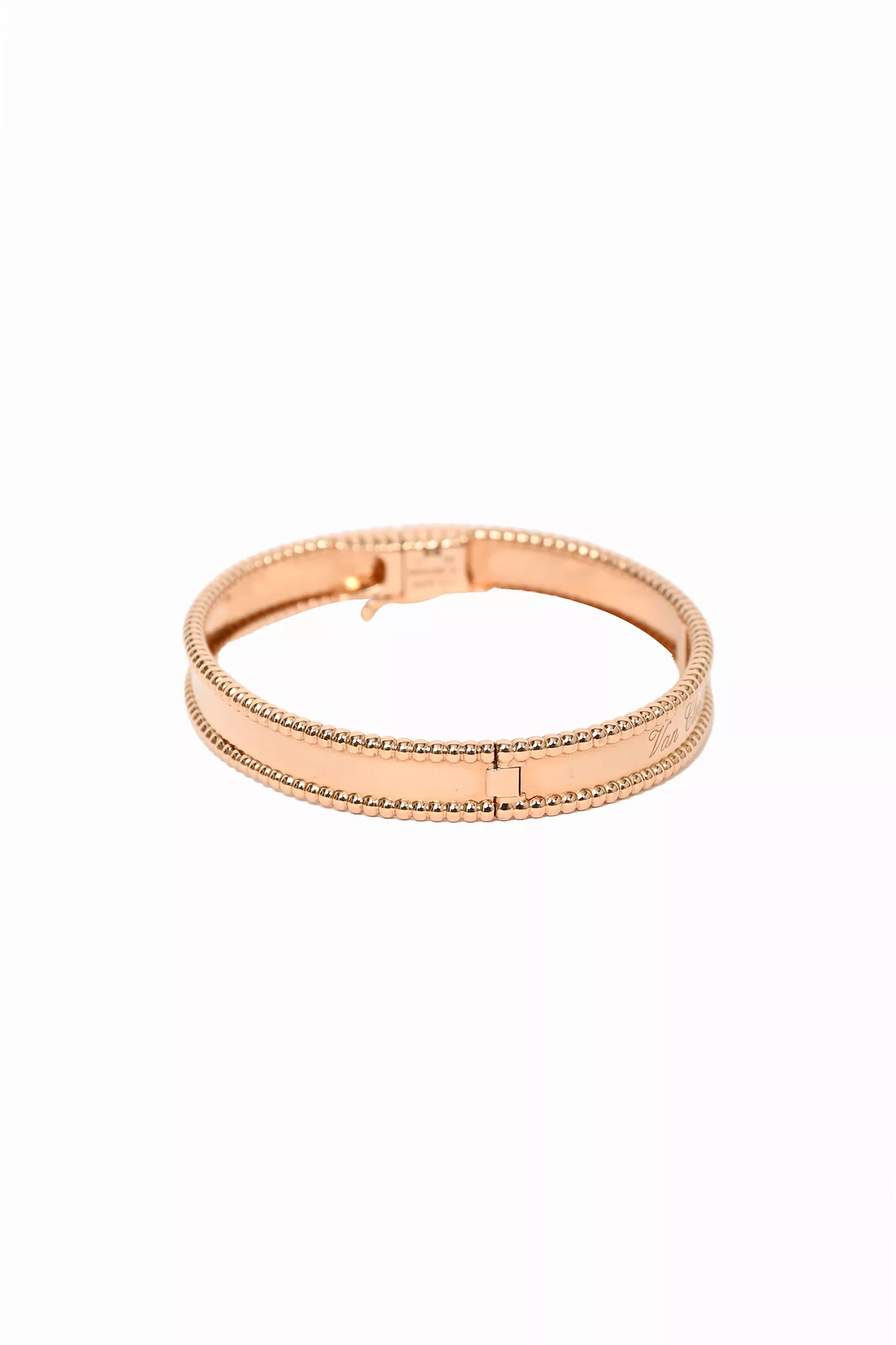 Van Cleef & Arpels 18K Rose Gold Perlee Signature Medium Model Bracelet 17mm