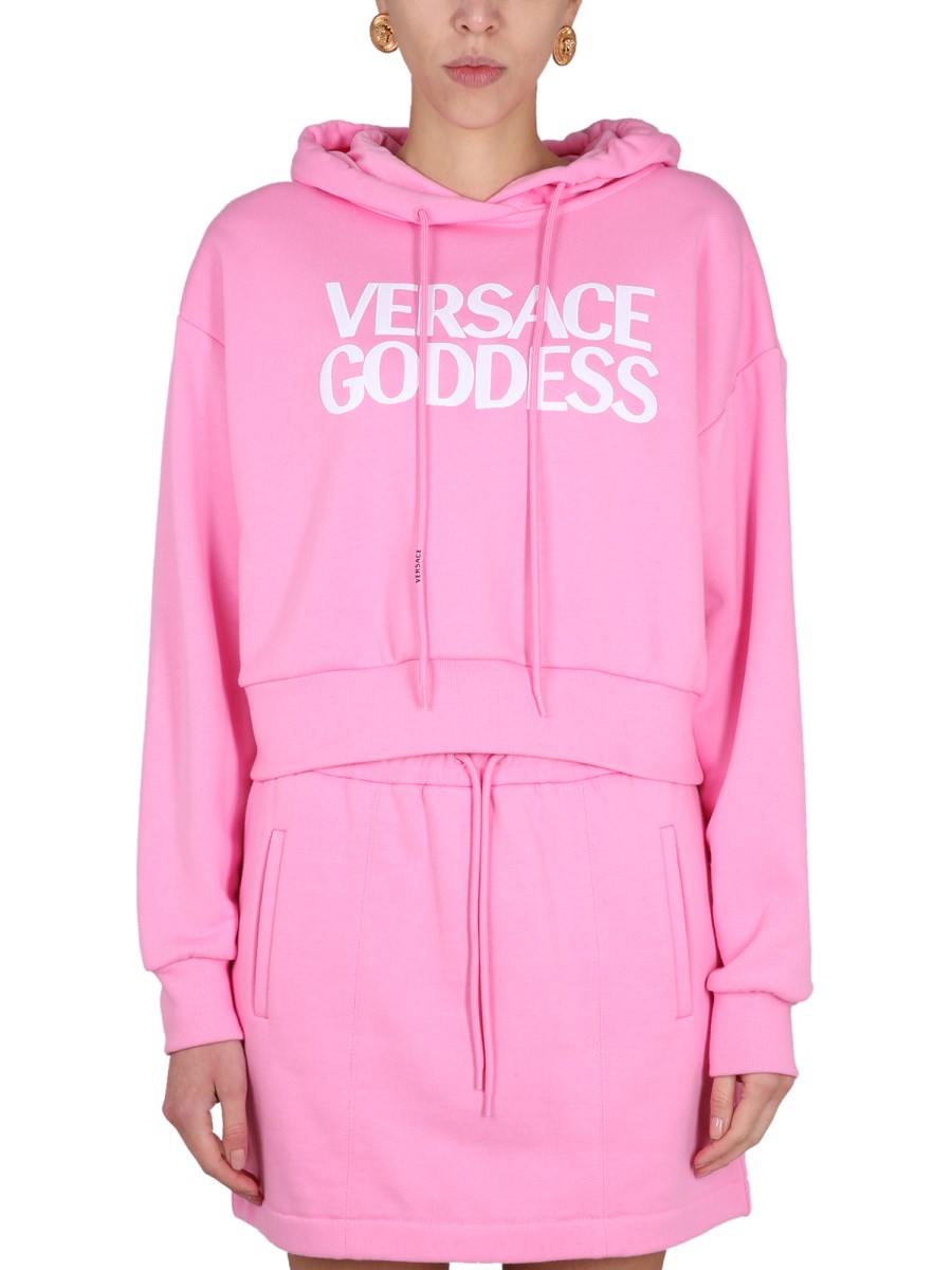 VERSACE    COTTON LOGO CROPPED SWEATSHIRT