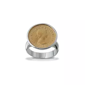 Von Treskow YELLOW GOLD THREEPENCE COIN RING