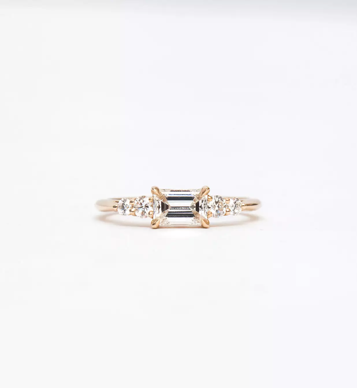 White Diamond Five Stone Bea Ring