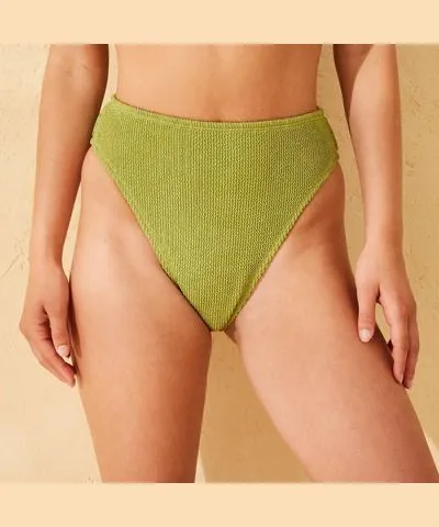 Wild Fable Women's Pucker Textured High Waist Extra High Leg Extra Cheeky Bikini Bottom