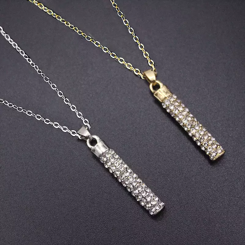 women's rhinestone full diamond cylindrical necklace earrings set