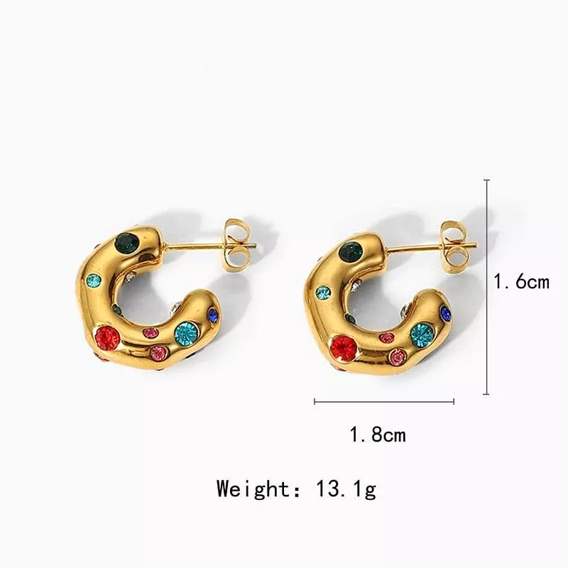 Women's Shaped Hammer Zirconia Pearl Earrings