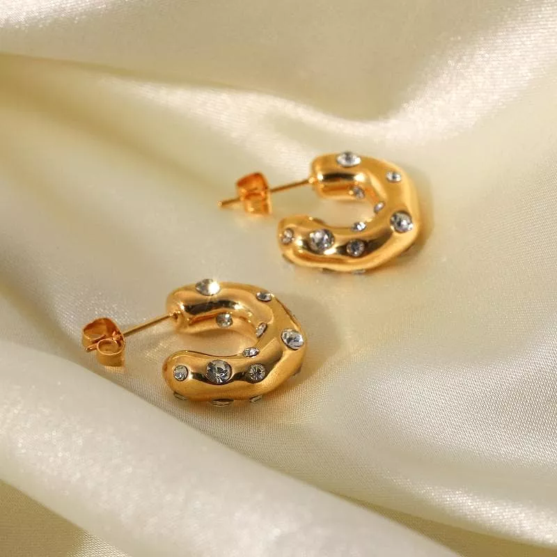 Women's Shaped Hammer Zirconia Pearl Earrings