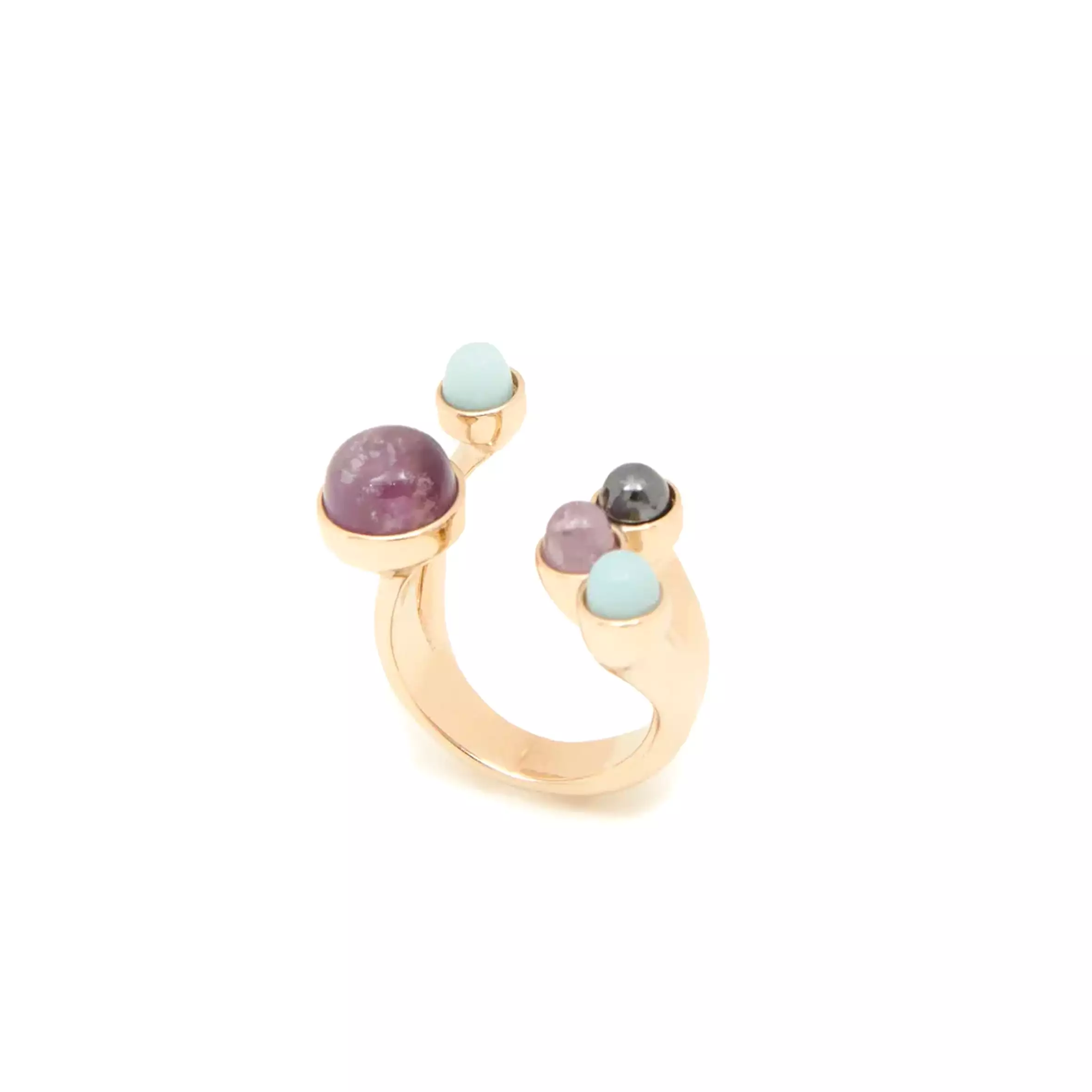 Zodiac Ring Aquarius 5, Hematite, Amethyst & Amazonite