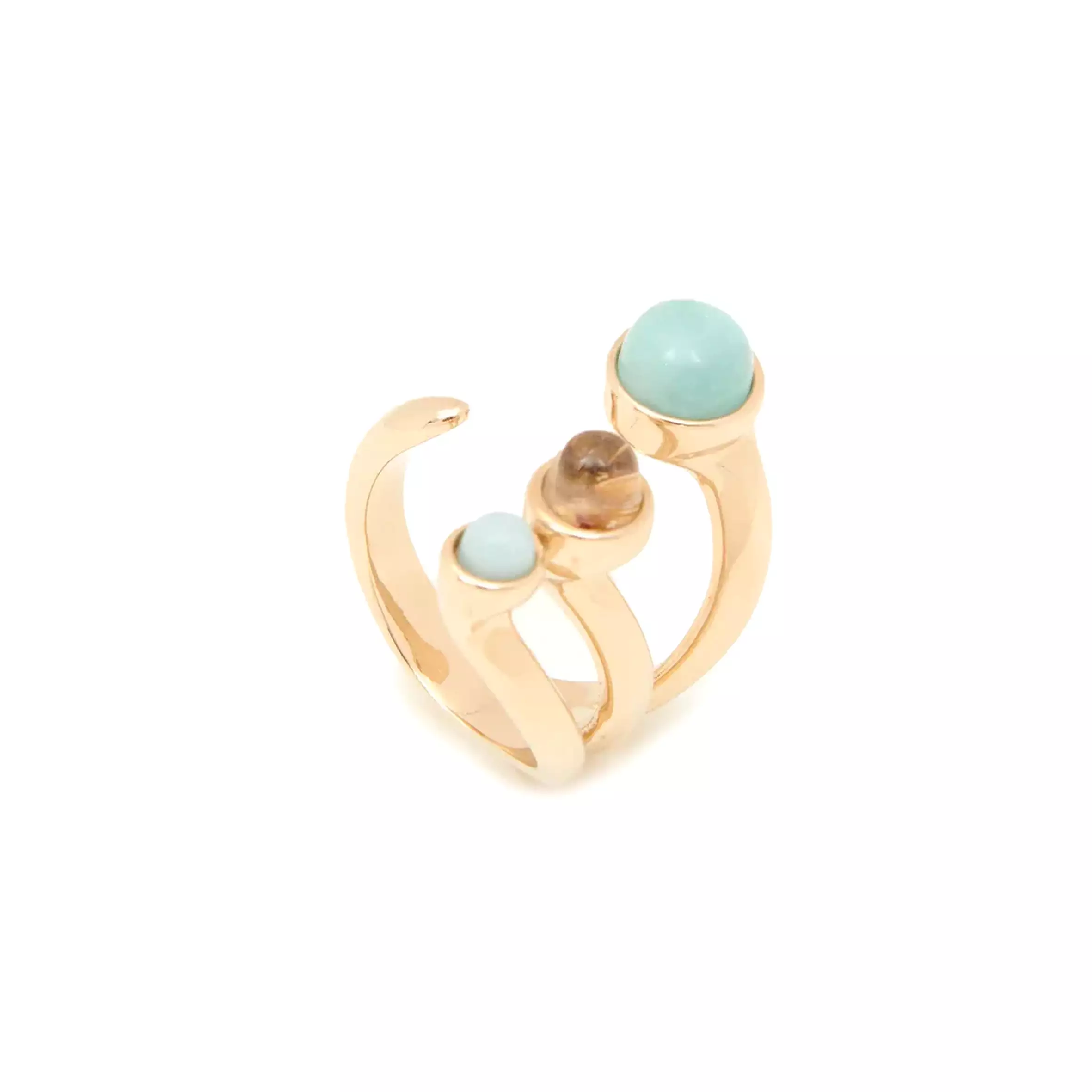 Zodiac Ring Aries 3, Amazonite & Rutilated Quartz