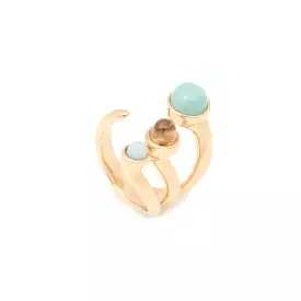 Zodiac Ring Aries 3, Amazonite & Rutilated Quartz