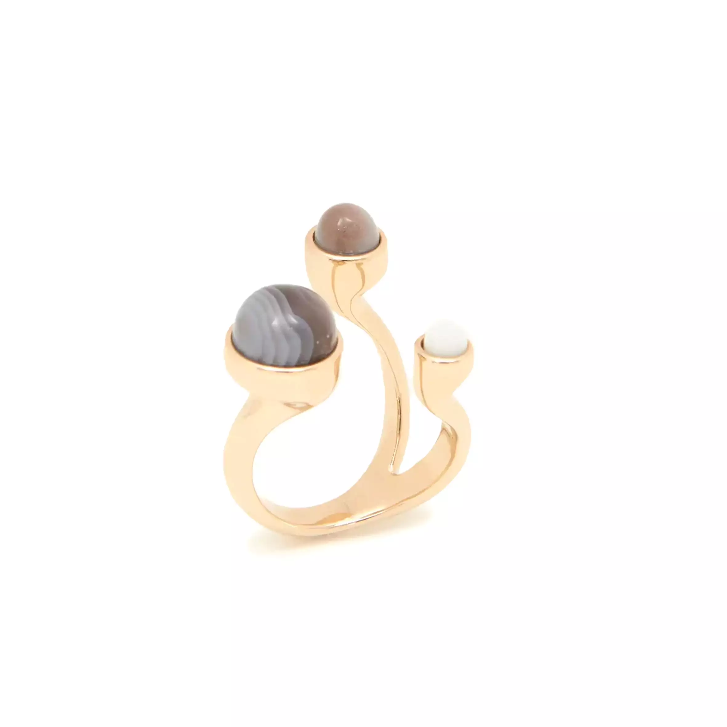 Zodiac Ring Cancer 3, White Stone & Agate